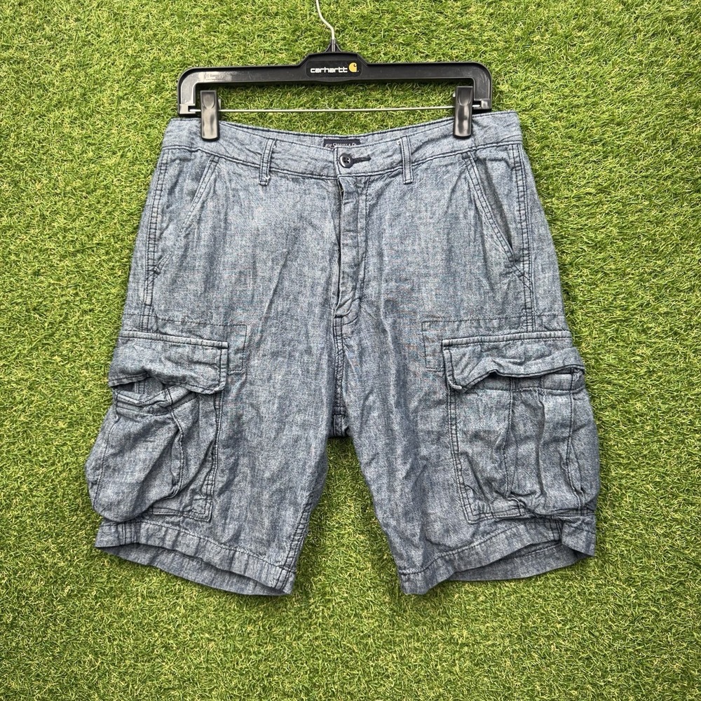 Levis Cargo Shorts Mens 31 Plaid Cargo Linen Cotton Everyday Minimal Staple Norm